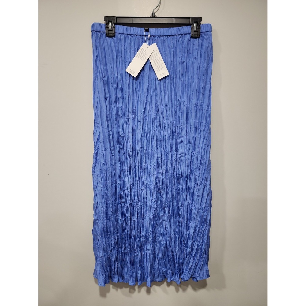 Eileen Fisher NWT Crushed Silk Skirt Womens XS Blue Elastic Waist Pull On New
